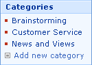 Categories in blog site