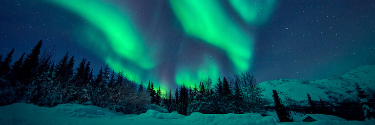 Green Aurora Borealis, Alaska, USA stock pho