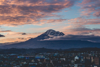 View of a mountain at sunset